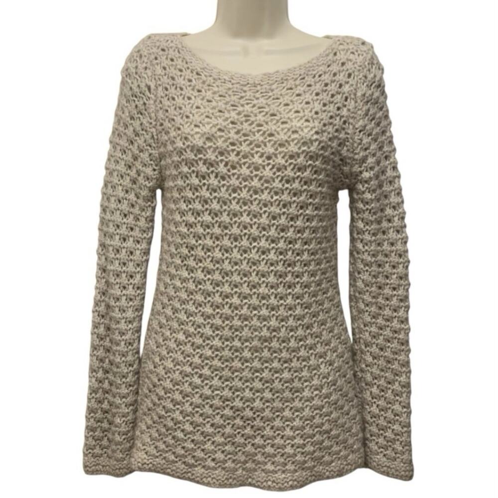 Berretti Italy Open Knit Sweater Size M Alpaca Wool Gold Thread